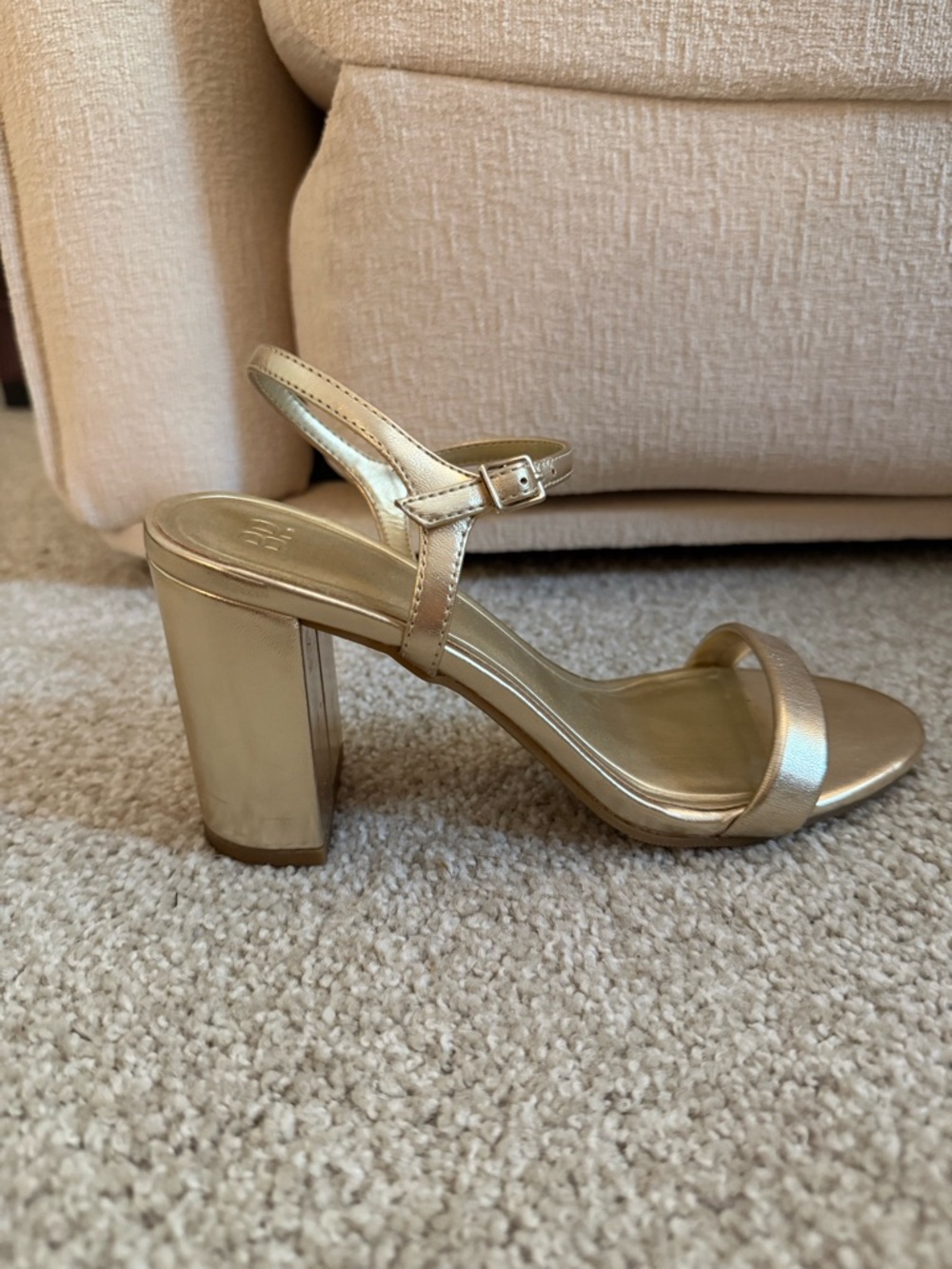 bp Metallic Gold Block Heel Slingback Sandals